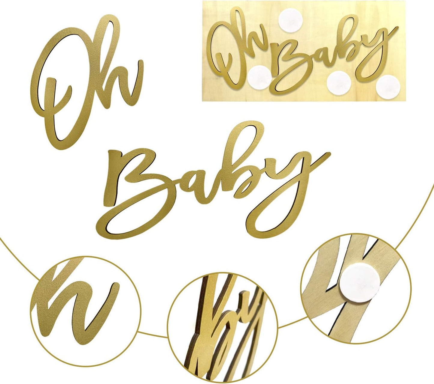 Oh Baby Gold Wood Sign