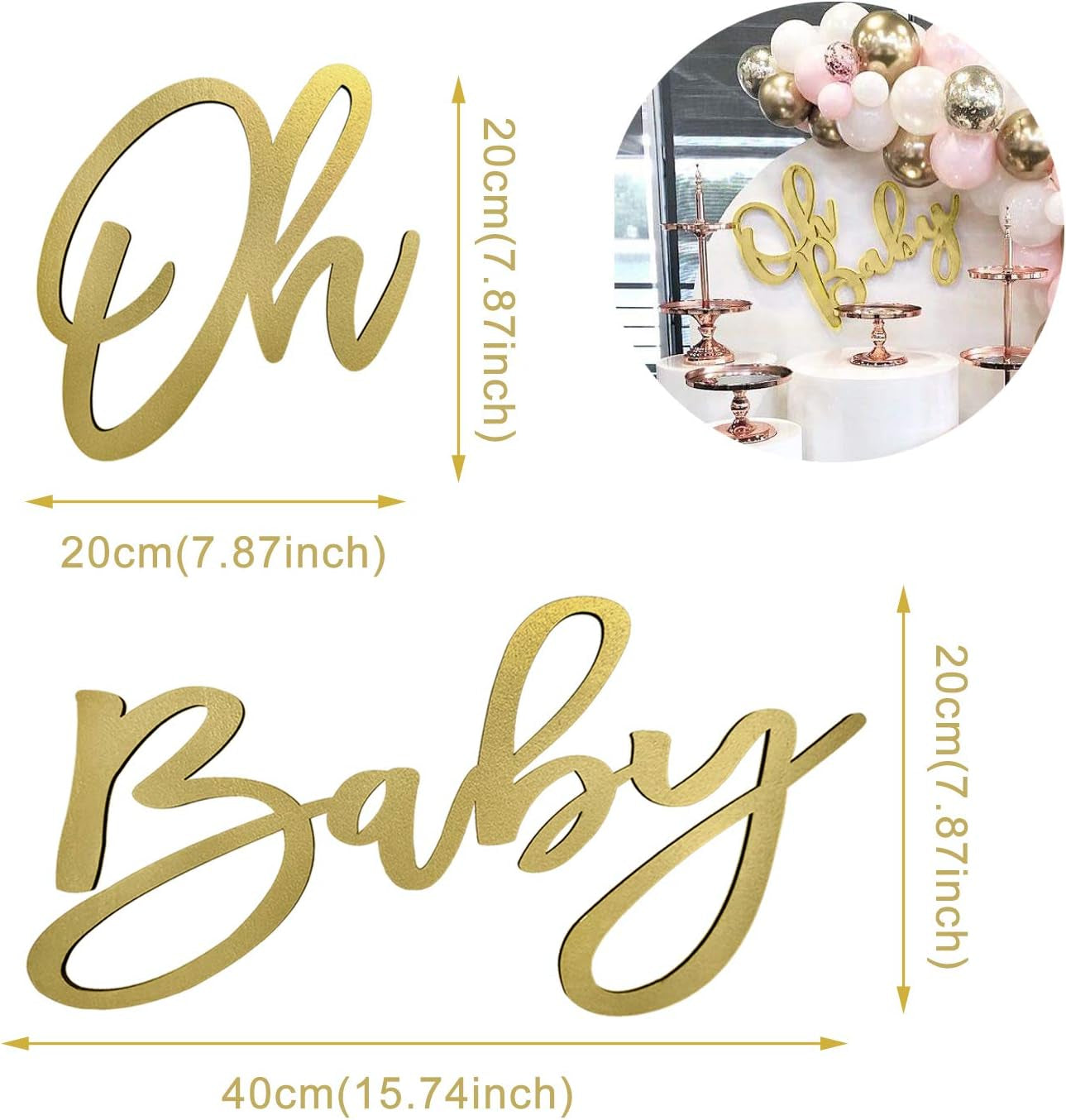 Oh Baby Gold Wood Sign