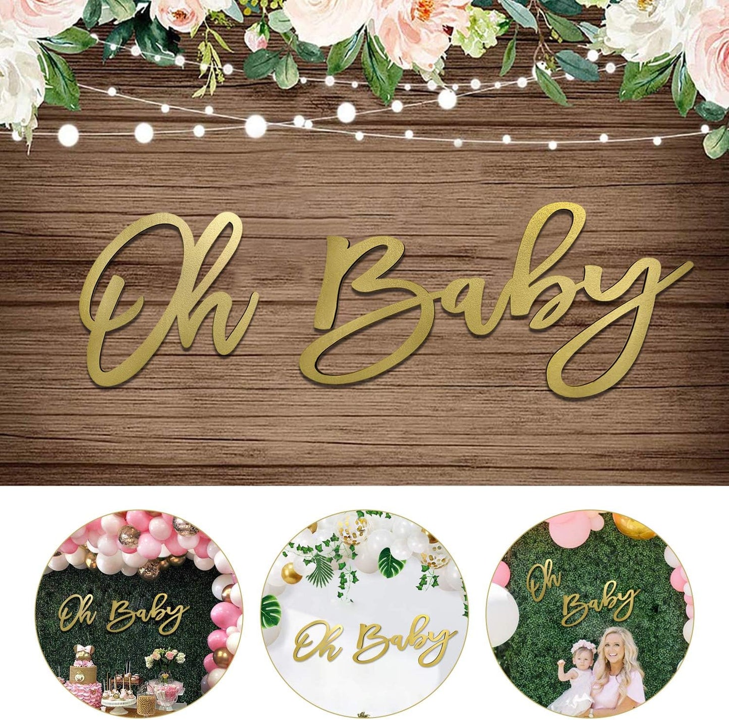 Oh Baby Gold Wood Sign