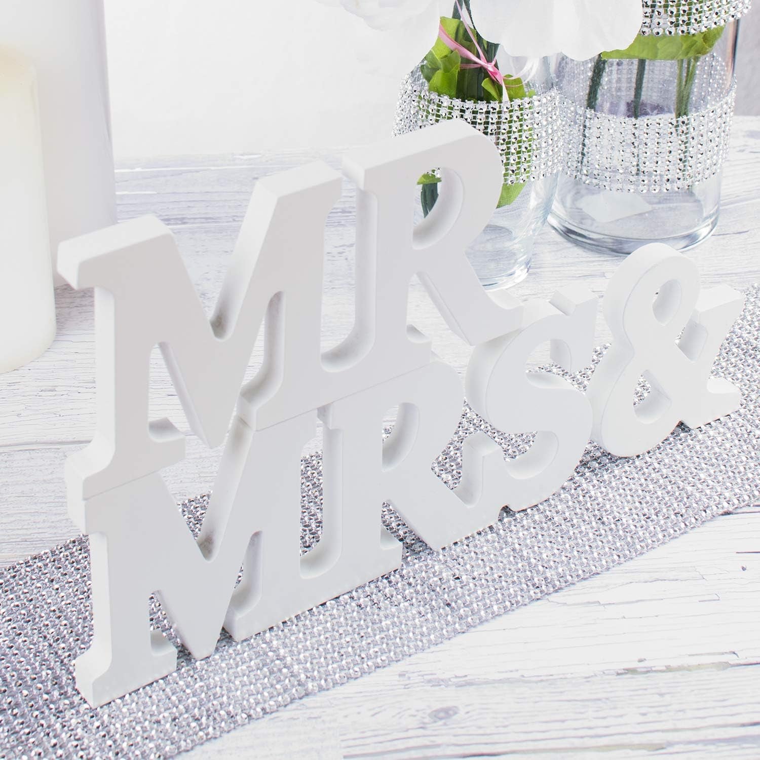 White Wooden Mr and Mrs Signs