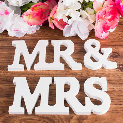 White Wooden Mr and Mrs Signs