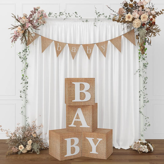 Boho Rustic Baby Boxes Burlap Grain