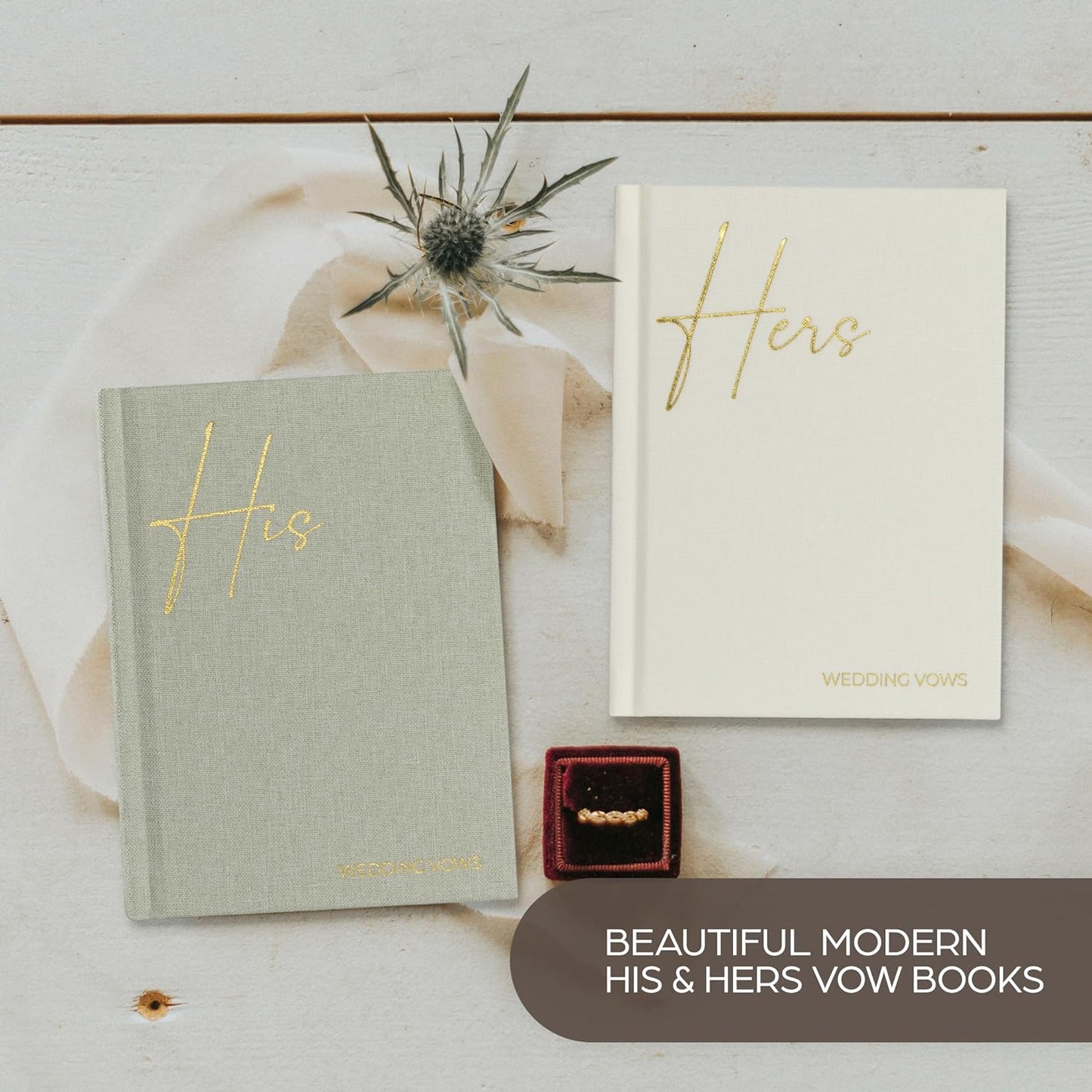 Linen Wedding Vow Book Set