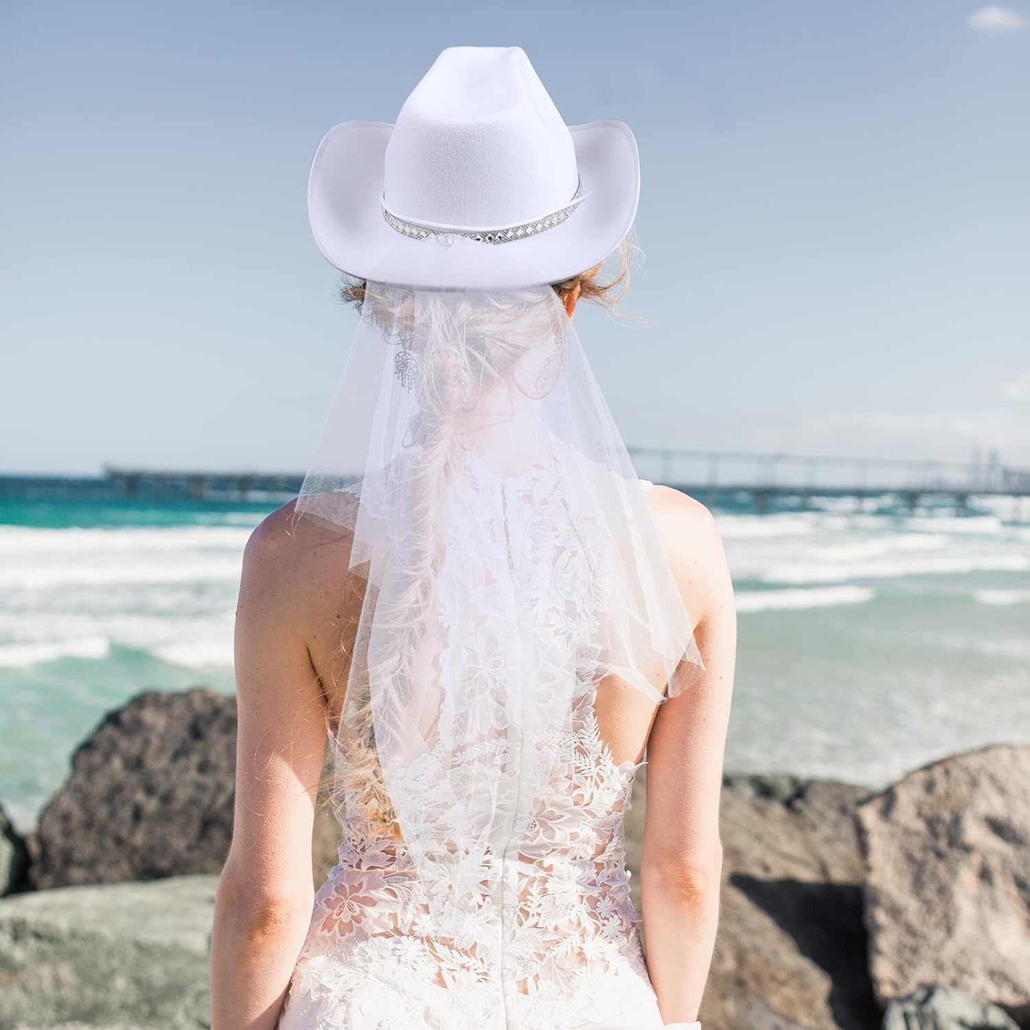 'BRIDE' Cowboy Hat and Veil