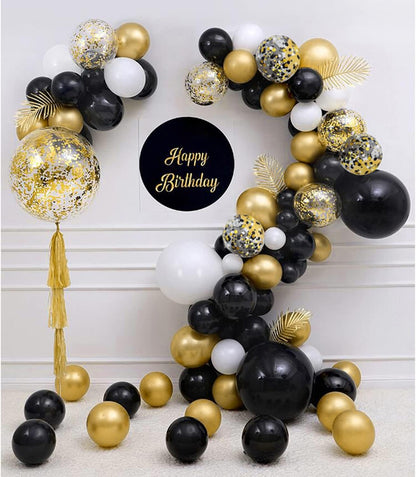 Black Gold Confetti Balloons 50 Pack 12inch