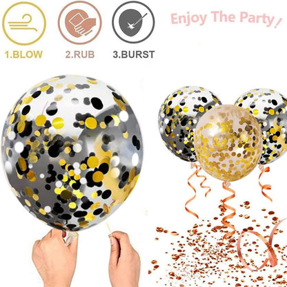 Black Gold Confetti Balloons 50 Pack 12inch