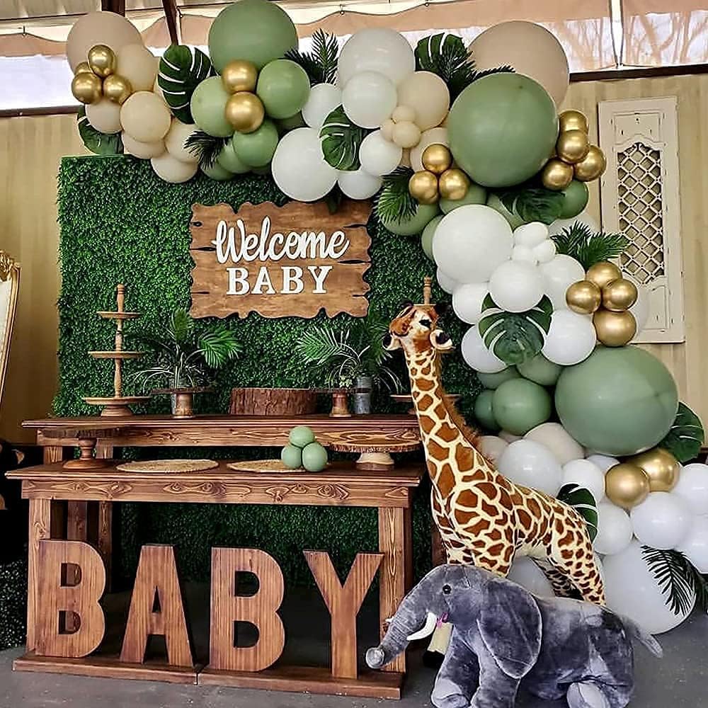 29 - Sage Green Balloon Garland Kit Arch Oh Baby Shower Olive Matte Different Sizes Decor Happy Birthday Party Wedding Jungle Decorations