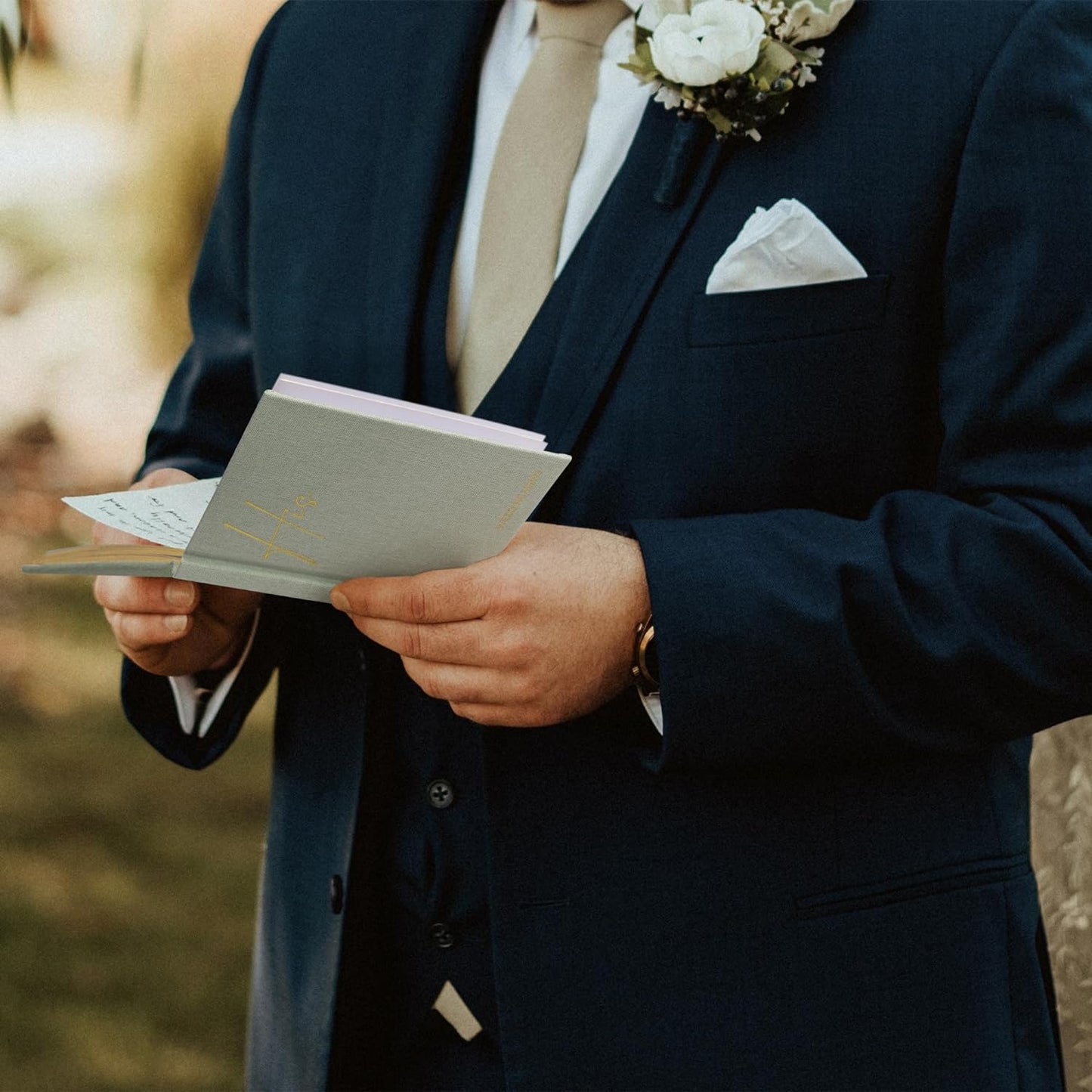 Linen Wedding Vow Book Set