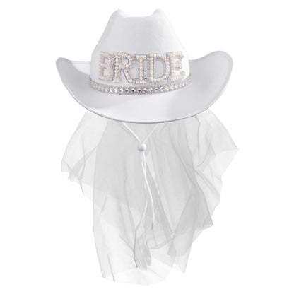 'BRIDE' Cowboy Hat and Veil