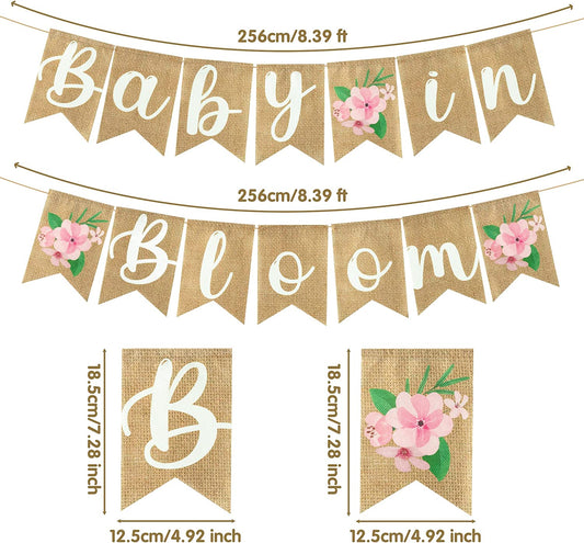 Floral Baby in Bloom Burlap Banner