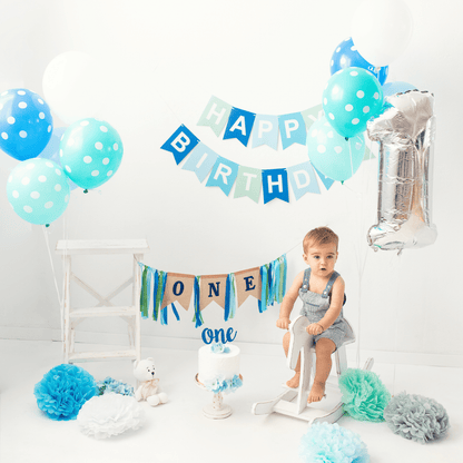 Blue first birthday party supplies