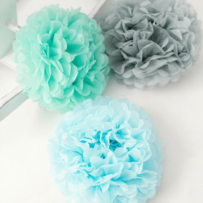 Blue tissue paper pom pom 