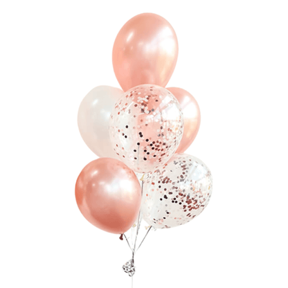 Rose gold birthday party balloons 