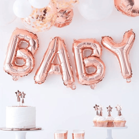 Rose gold baby shower foil balloon