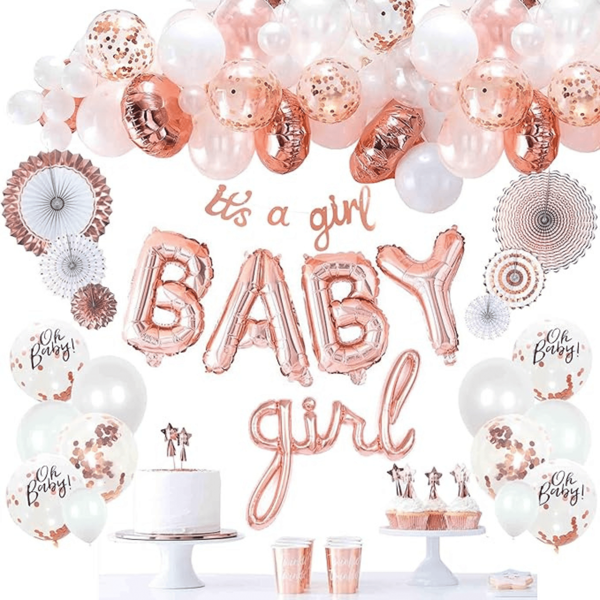 Rose gold baby shower kit