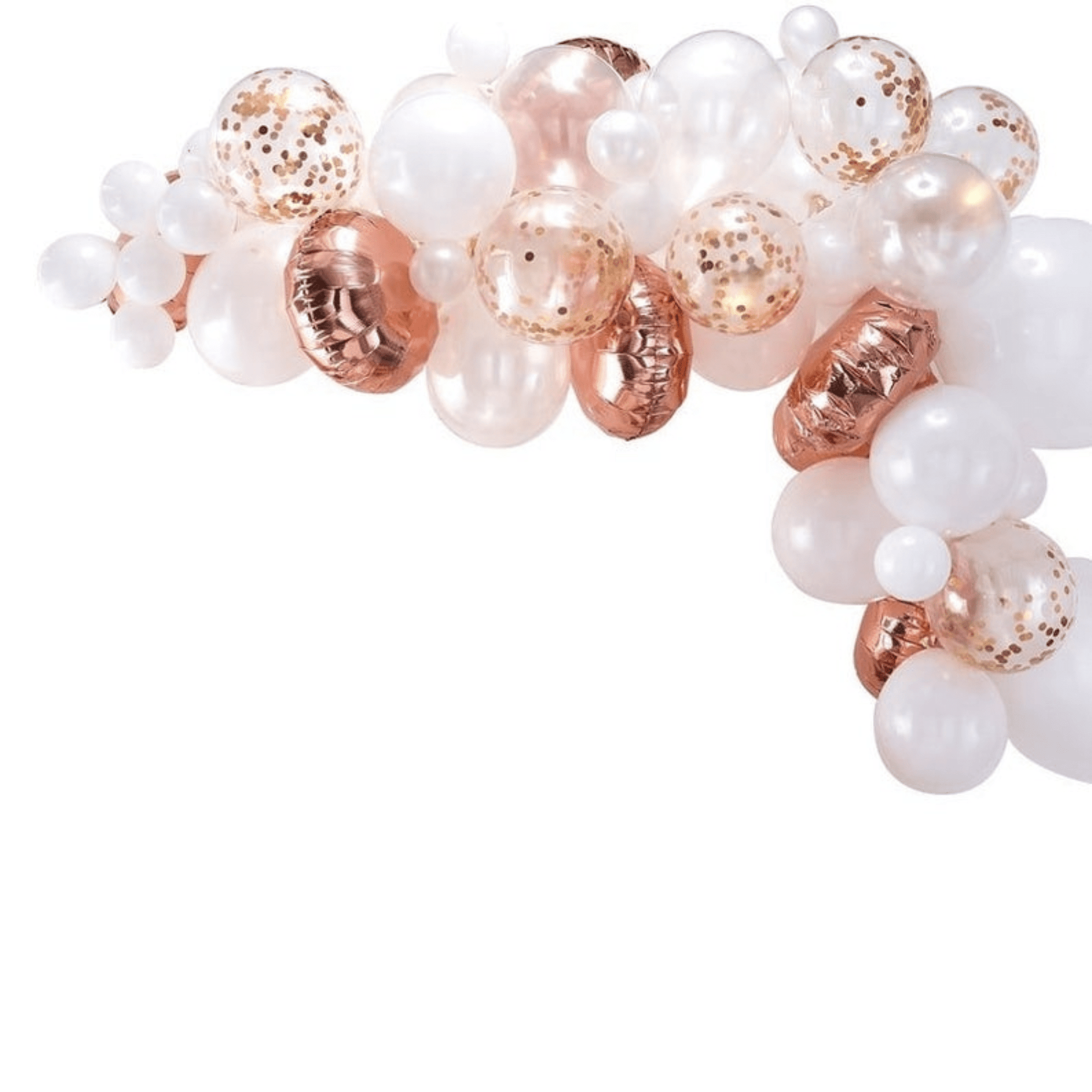 Rose gold birthday party balloon garland