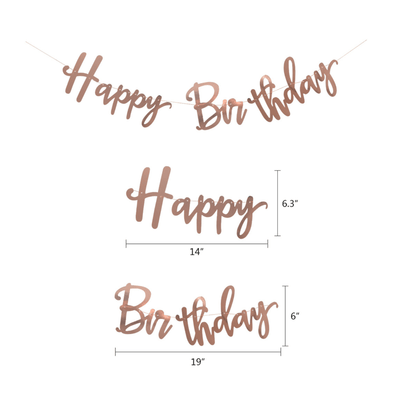 Rose gold birthday party banner