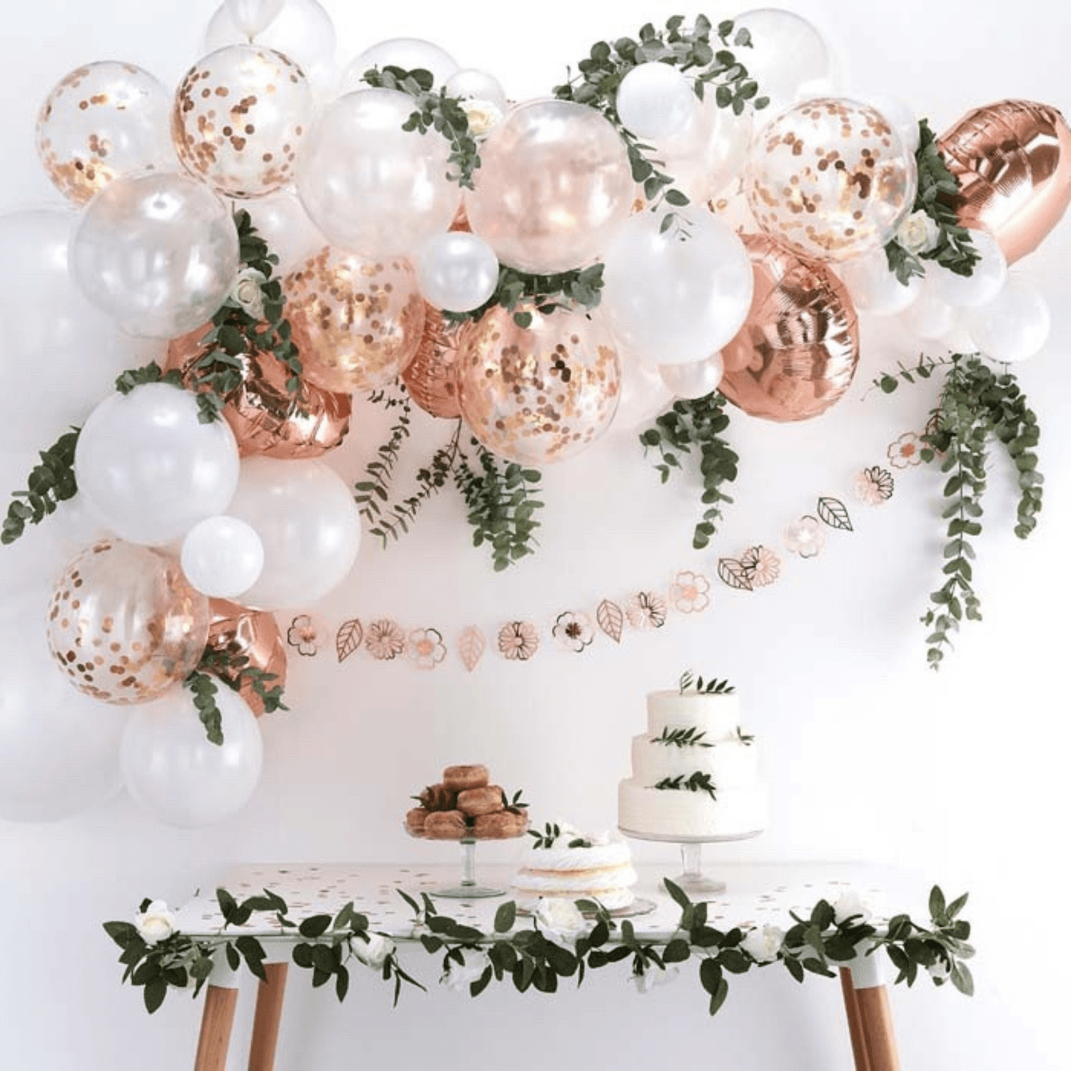 Rose gold birthday party decorations