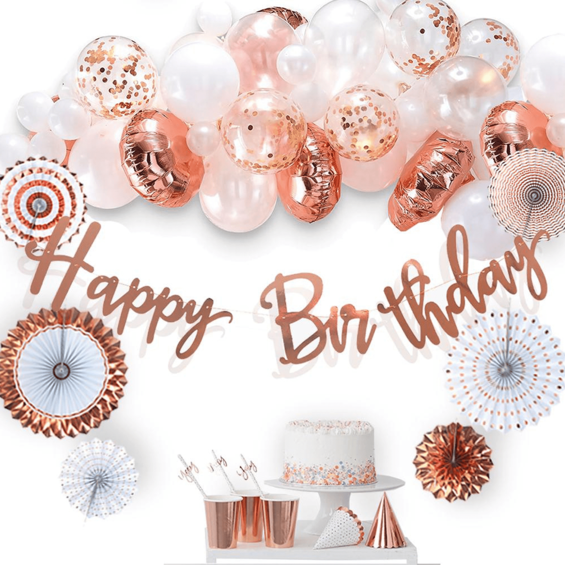 Rose gold birthday party supplies