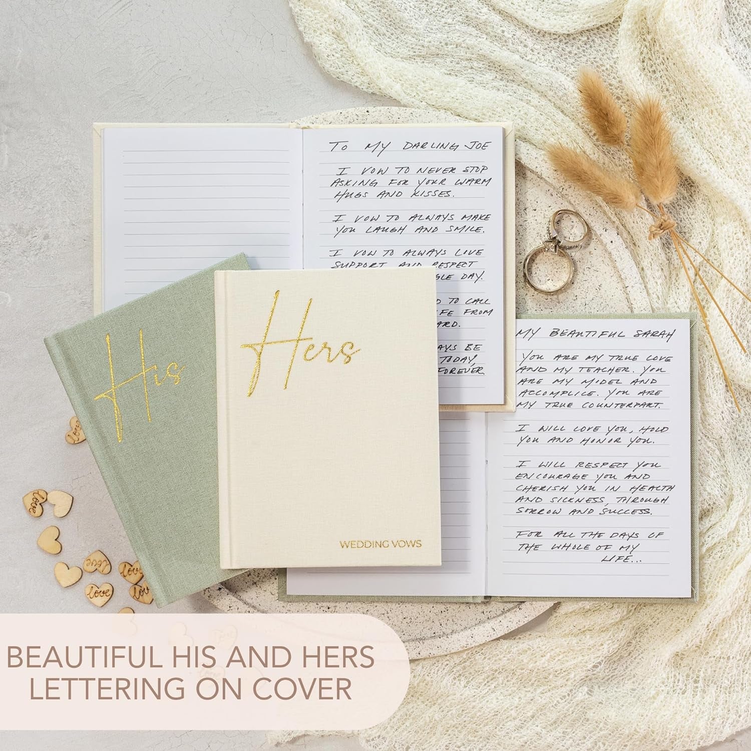 Linen Wedding Vow Book Set