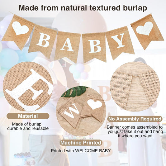 Welcome Baby Burlap Banner