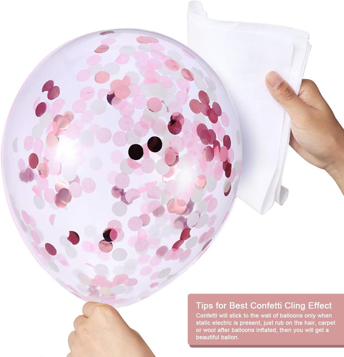 Pink Confetti White Balloons 50 Pack 12inch